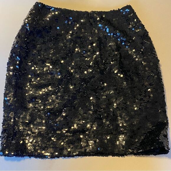 Vintage black all over sequin 100% silk mini skirt NYE - 6 - Picture 2 of 10